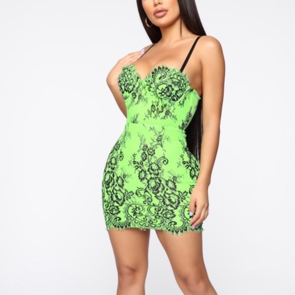 Neon Green Lace Dress